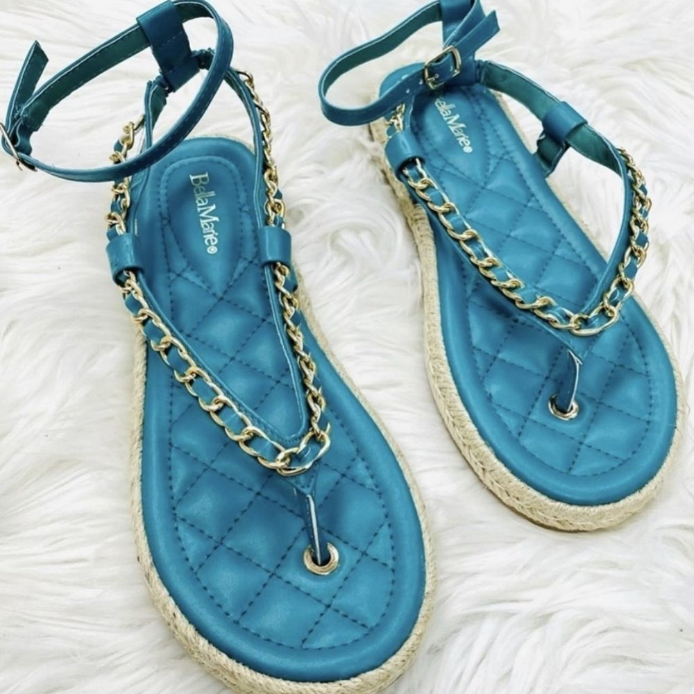 Bella Marie Open-Toe Sandals w/Buckle Ankle Strap